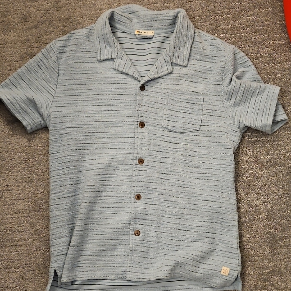Marine Layer Textured Blue Striped Shirt